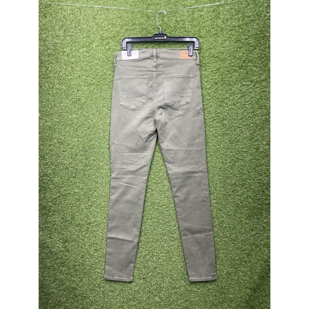 American Eagle Outfitters Jeans Womens 8 Long High Rise Stretch Skinny Green NWT